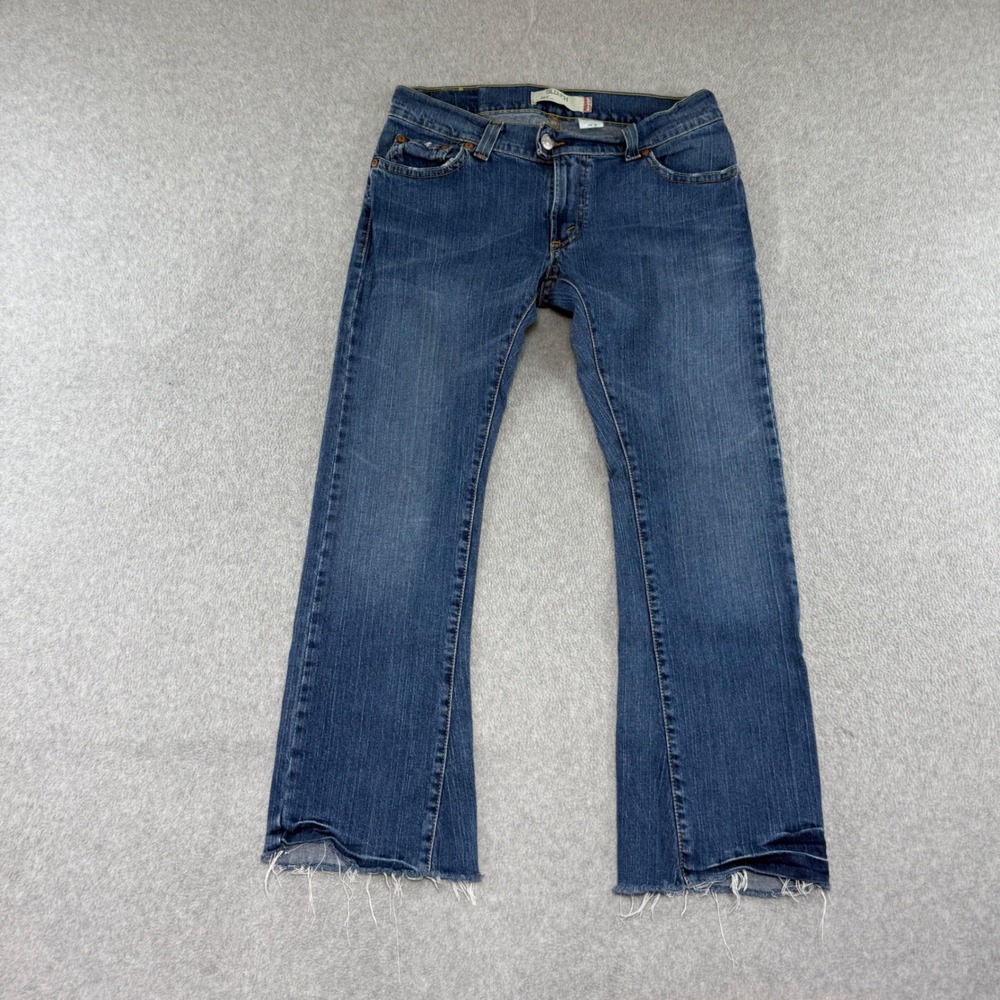 Levi's Slouch 504 Jeans Womens 13 Y2k 00s Blue Denim Low Rise Raw Hem Flared